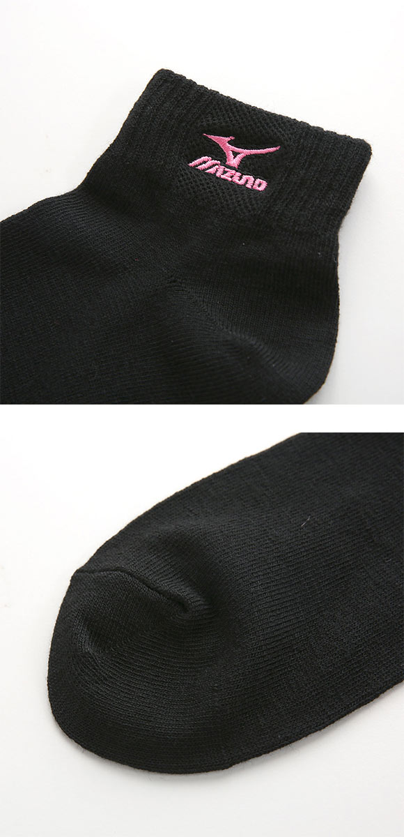 ミズノ MIZUNO ソックス スニーカー丈 靴下 3足組 白 黒 レディース 23-25cm