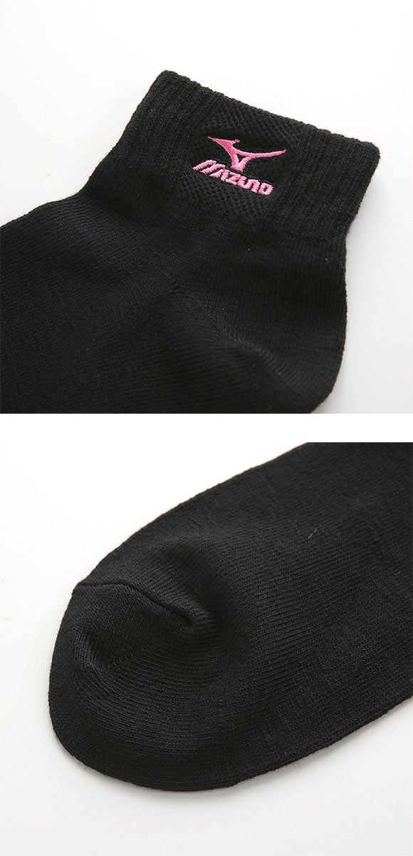 ミズノ MIZUNO ソックス スニーカー丈 靴下 3足組 白 黒 レディース 23-25cm