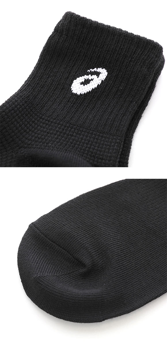 アシックス ASICS ソックス 靴下 ショート丈 3足組 白 黒 FIT TOUGH 抗菌防臭 スポーツ レディース 23-25cm