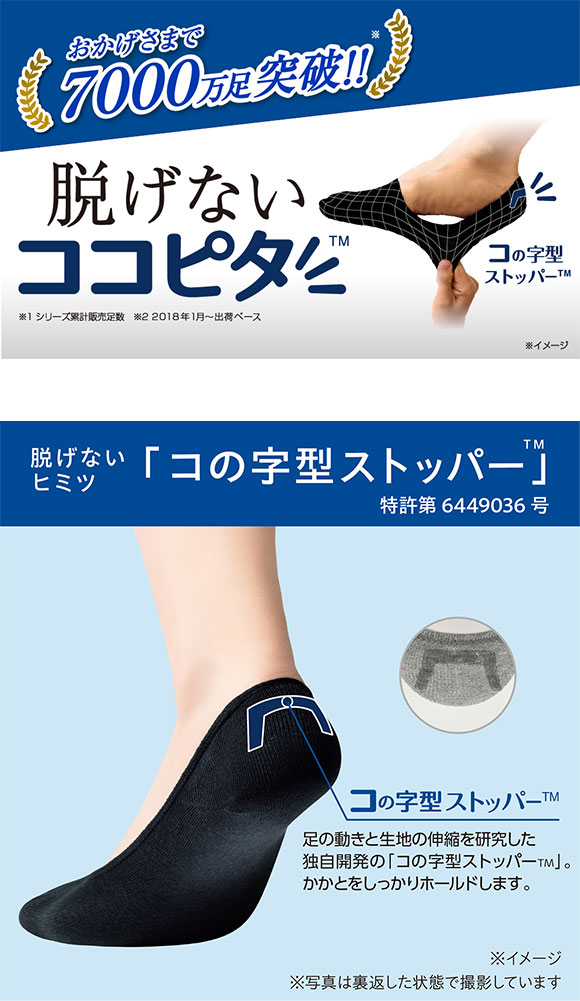脱げないココピタ フットカバー 浅め 浅履き 綿混 スニーカー メンズ ソックス 靴下 25-27cm 27-29cm KOKOPITA