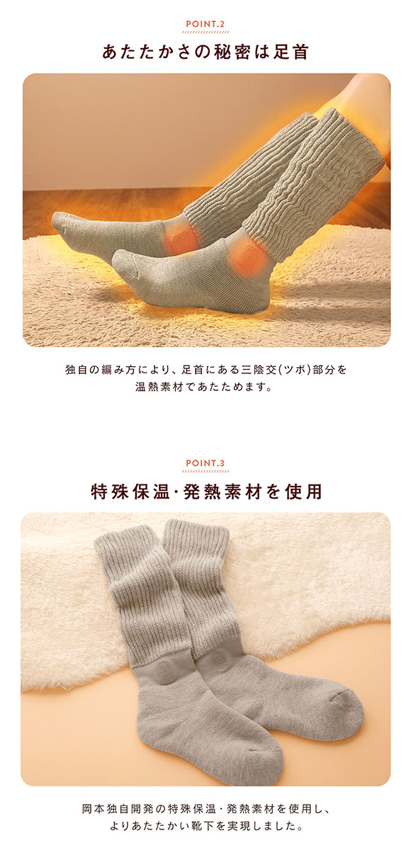 靴下サプリ とにかくあったかい まるでこたつソックス 二足組 靴下 ハイソックス レディース 冷え対策 発熱 23-25cm