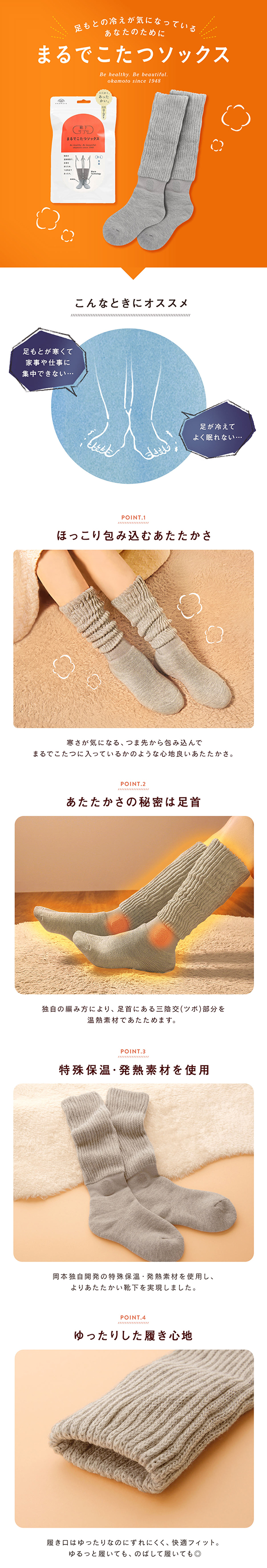 ご自分用メール便パック 靴下サプリ とにかくあったかい まるでこたつソックス 靴下 ハイソックス レディース 冷え対策 発熱 23-25cm