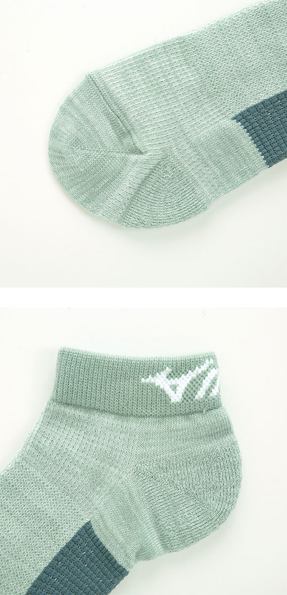 ミズノ MIZUNO RUN&WALK ソックス スニーカー丈 靴下 足底パイル 甲メッシュ レディース 23-25cm