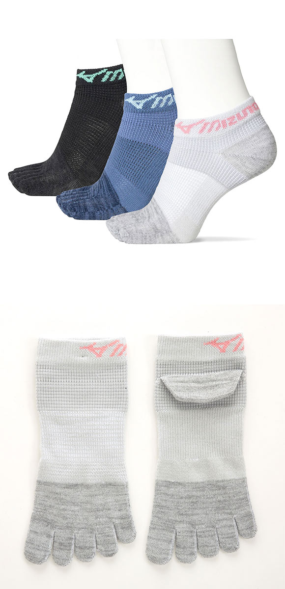 ミズノ MIZUNO RUN&WALK ソックス スニーカー丈 靴下 3足組 5本指 サポート スポーツ レディース 23-25cm