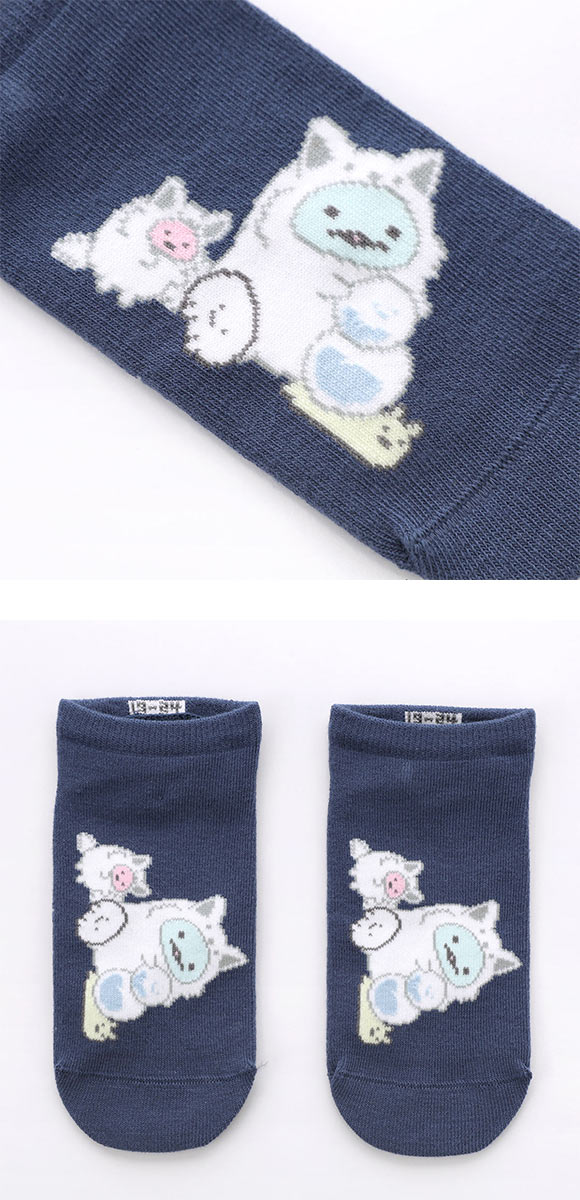すみっコぐらし ソックス シロキツネ とかげ スニーカー丈 ジュニア キッズ 靴下 15-20cm 19-24cm