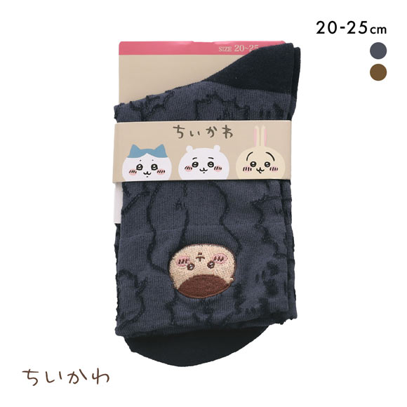 ちいかわ クルー丈ソックス くりまんじゅう フロート刺繍 レディース 靴下 ソックス 20-25cm