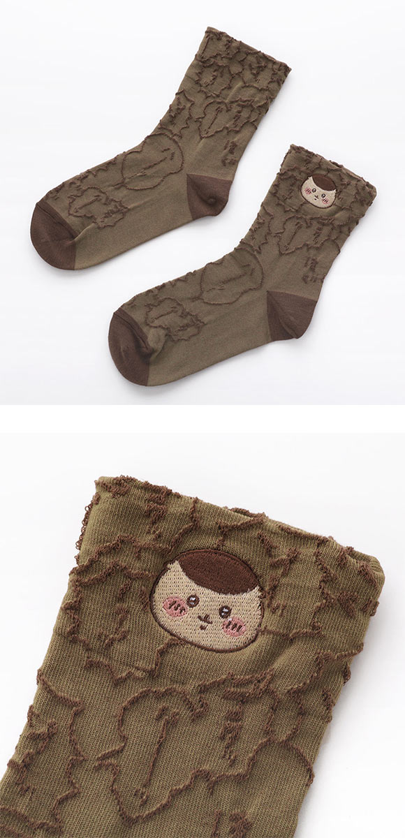 ちいかわ クルー丈ソックス くりまんじゅう フロート刺繍 レディース 靴下 ソックス 20-25cm