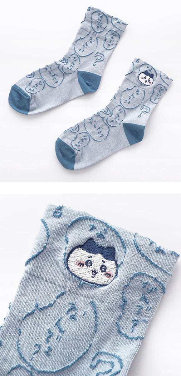 ちいかわ クルー丈ソックス ハチワレ フロート刺繍 レディース 靴下 ソックス 20-25cm