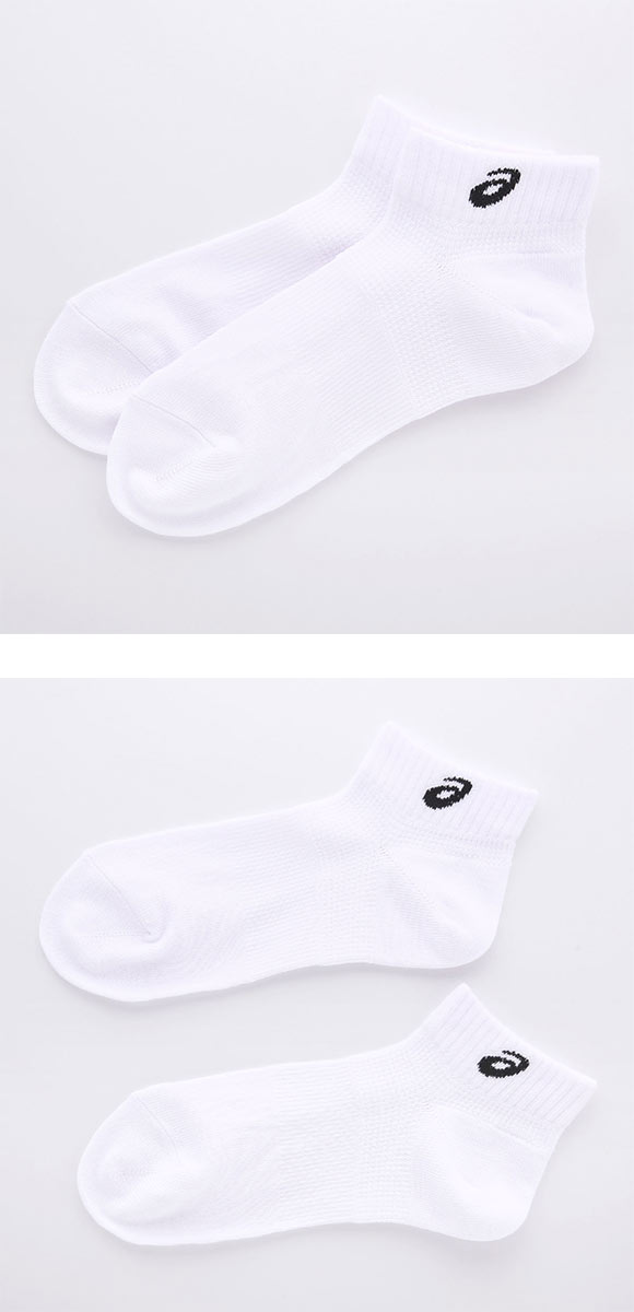 アシックス 無地 白ソックス 3足組 スニーカー丈 ASICS レディース