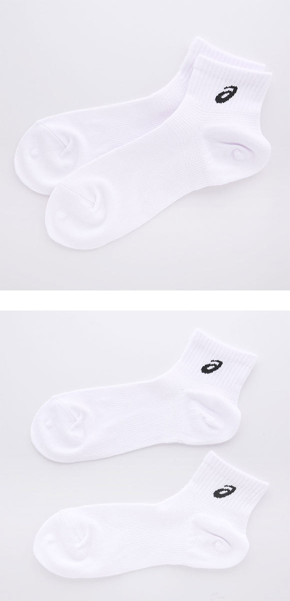 アシックス 無地 白ソックス 3足組 10cm丈 ASICS メンズ