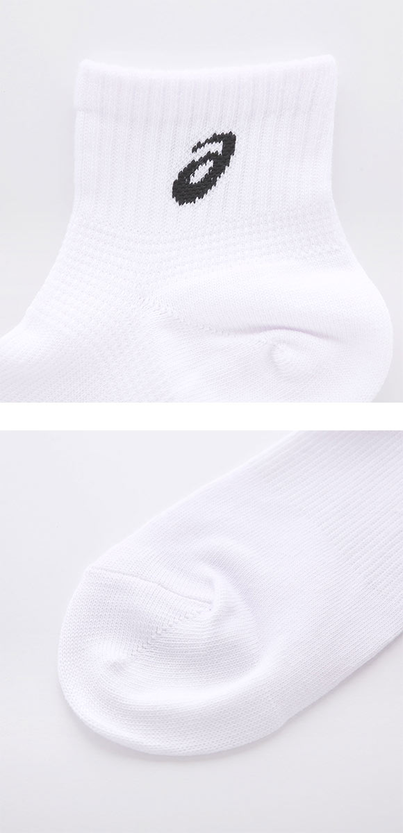 アシックス 無地 白ソックス 3足組 10cm丈 ASICS メンズ