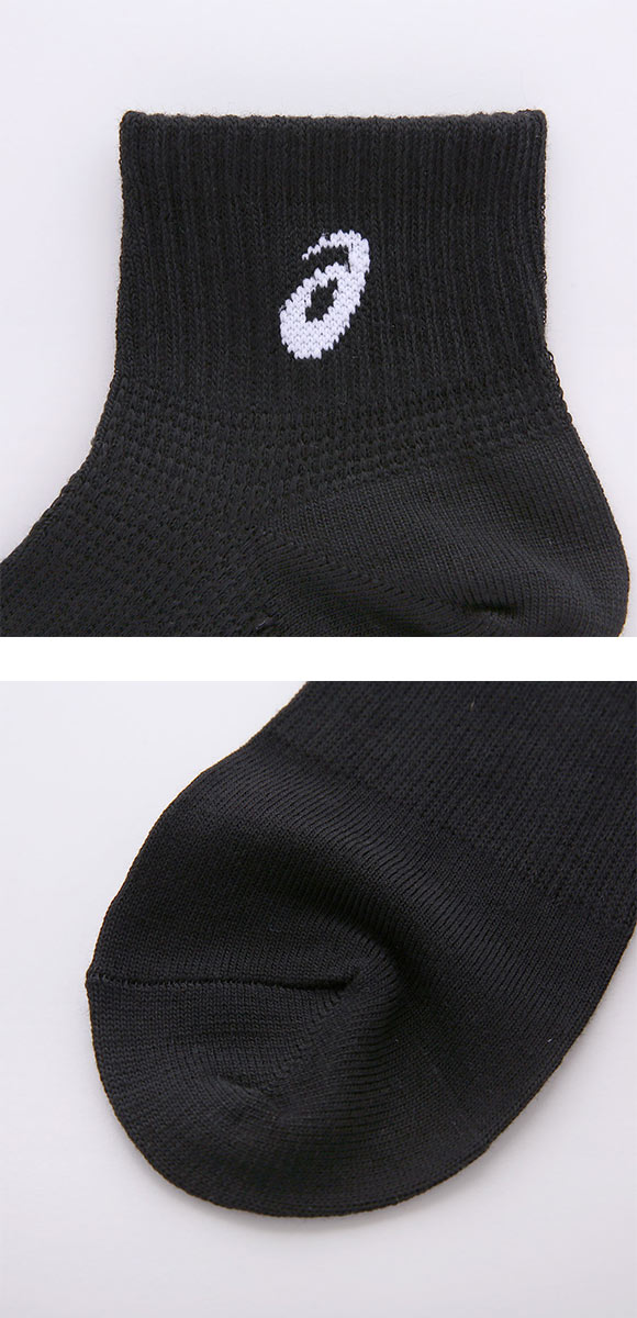 アシックス 無地 黒ソックス 3足組 10cm丈 ASICS メンズ