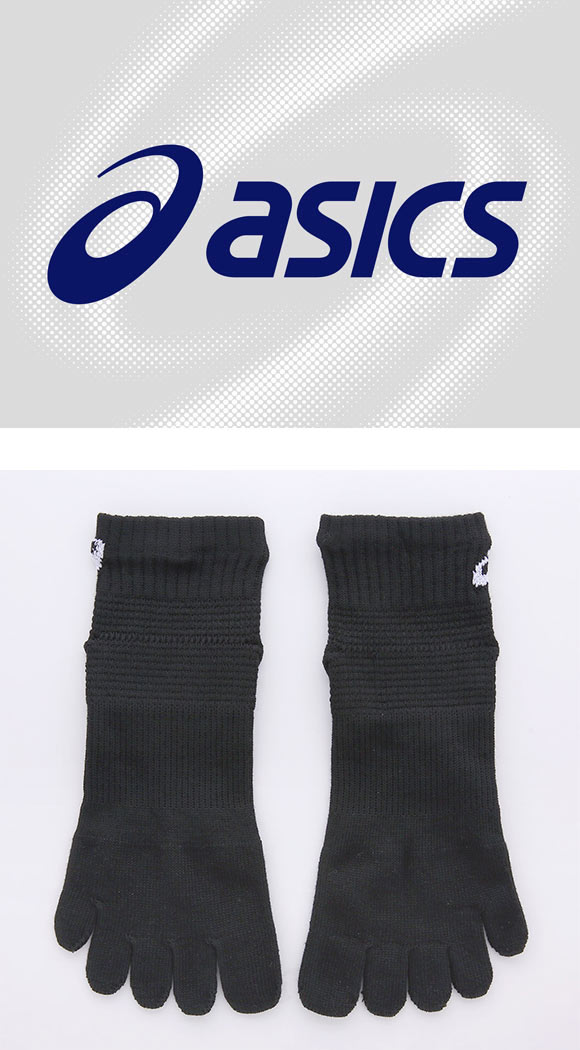 アシックス 黒 五本指ソックス 3足組 10cm丈 ASICS メンズ