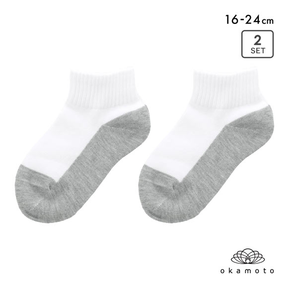 学校へ行こう スクールソックス 2足セット ショート丈 消臭 丈夫 足底切り替え キッズ 靴下 学生 16-18cm 19-21cm 22-24cm okamoto