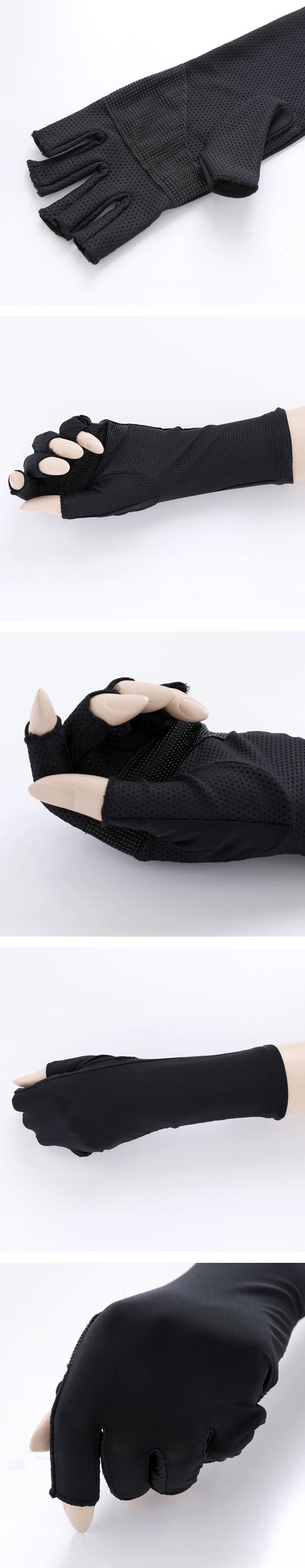 プラチナモア アームカバー ショート丈 冷感キープ ひんやり 吸水速乾 UVカット 指切 半指 夏 日焼け対策 レディース okamoto