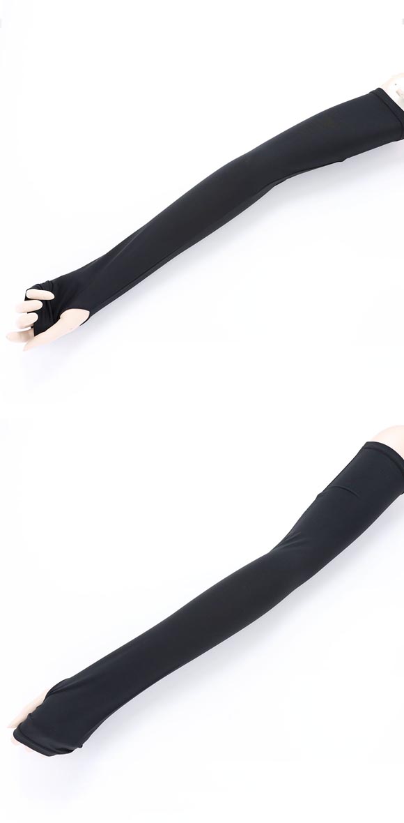 プラチナモア アームカバー ロング丈 ひんやり冷感キープ 吸水速乾 UVカット 親指穴あきタイプ 夏 日焼け対策 レディース okamoto