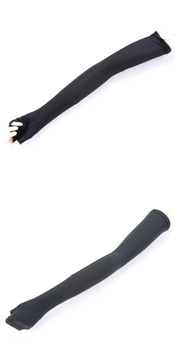 プラチナモア アームカバー ロング丈 ひんやり冷感キープ 吸水速乾 UVカット オープン 夏 日焼け対策 レディース okamoto