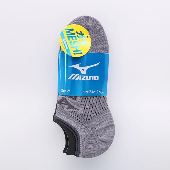 ミズノ ソックス スニーカー丈 3足セット オールメッシュ 高通気 破れにくい メンズ 24-26cm 26-28cm 靴下 MIZUNO