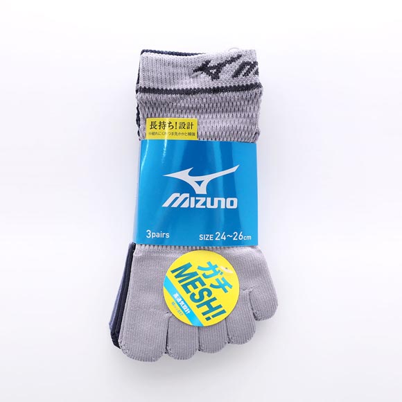 ミズノ ソックス スニーカー丈 5本指 3足セット オールメッシュ 高通気 破れにくい メンズ 24-26cm 26-28cm 靴下 MIZUNO WORK