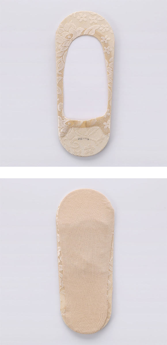 ココピタ 4足組 レース 浅め フットカバー パンプス 履き口シームレス ソックス 靴下 レディース 23-25cm KOKOPITA