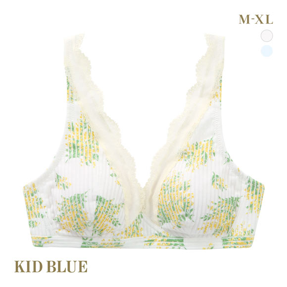 キッドブルー ミモザストライプ ブラジャー ノンワイヤー ソフトブラジャー 三角ブラ ブラレット KID BLUE
