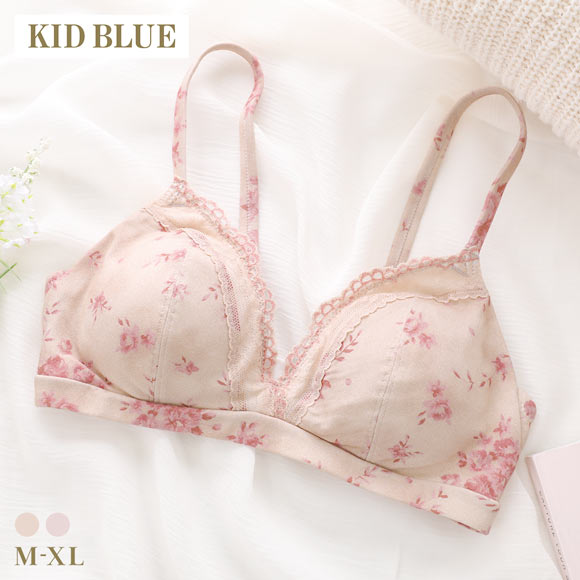 キッドブルー AWブラッサムPT ノンワイヤー ブラジャー ソフトブラジャー 三角ブラ ブラレット 大きいサイズ フック付 レディース 下着 KID BLUE