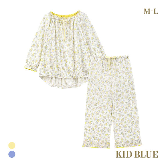 キッドブルー ピンドットフラワーN ルームウェア 8分袖 8分丈 上下セット パジャマ KID BLUE