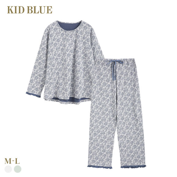 キッドブルー 25接結フラワーJQ 長袖 フルレングス 上下セット パジャマ KID BLUE
