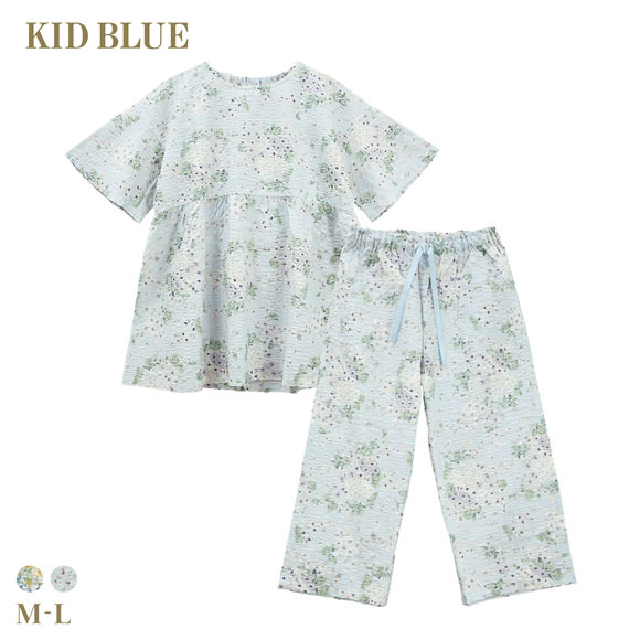 キッドブルー 26フローラルガーデンN 5分袖 7分丈 上下セット パジャマ ルームウェア ナイティ レディース KID BLUE