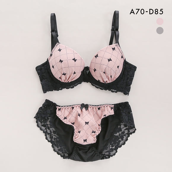 サンエイ 脇高 ガーリープチリボン ブラセット ABCD 脇肉 はみ肉すっきり 脇寄せ ブラジャー ショーツ セット 美胸 谷間 丸胸 SANEI