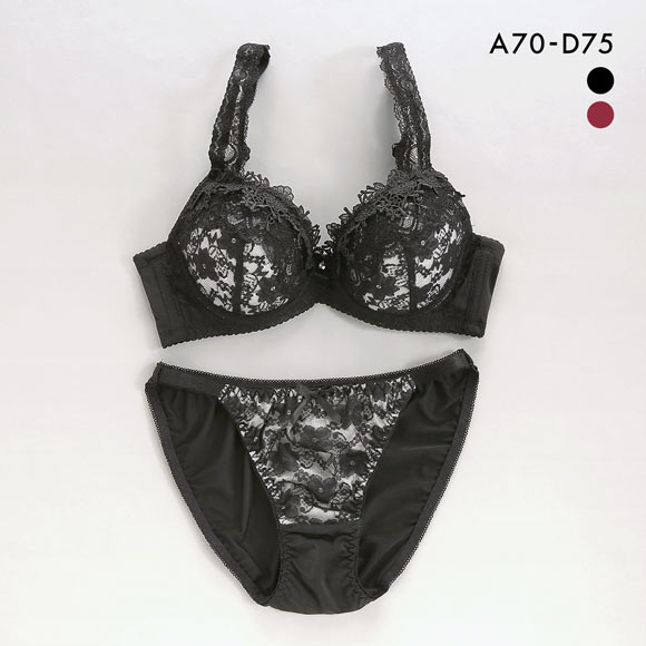 サンエイ 脇高 シックフラワー ブラセット ABCD 脇肉 はみ肉すっきり 脇寄せ ブラジャー ショーツ セット 美胸 谷間 丸胸 SANEI