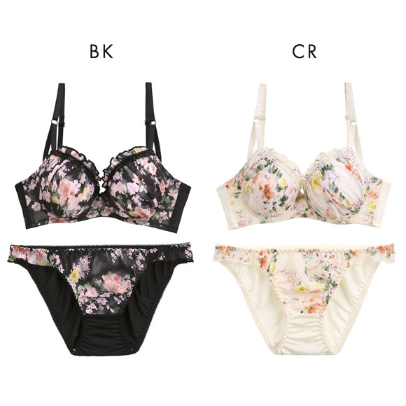 サンエイ 脇高 ガーリーフリルシフォン ブラセット ABCD 脇肉 はみ肉すっきり 脇寄せ ブラジャー ショーツ セット 美胸 谷間 丸胸 SANEI