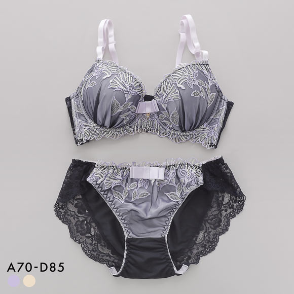 サンエイ 脇高 ボタニカルフラワー刺繍 ブラセット ABCD 脇肉 はみ肉すっきり 脇寄せ ブラジャー ショーツ セット 美胸 SANEI