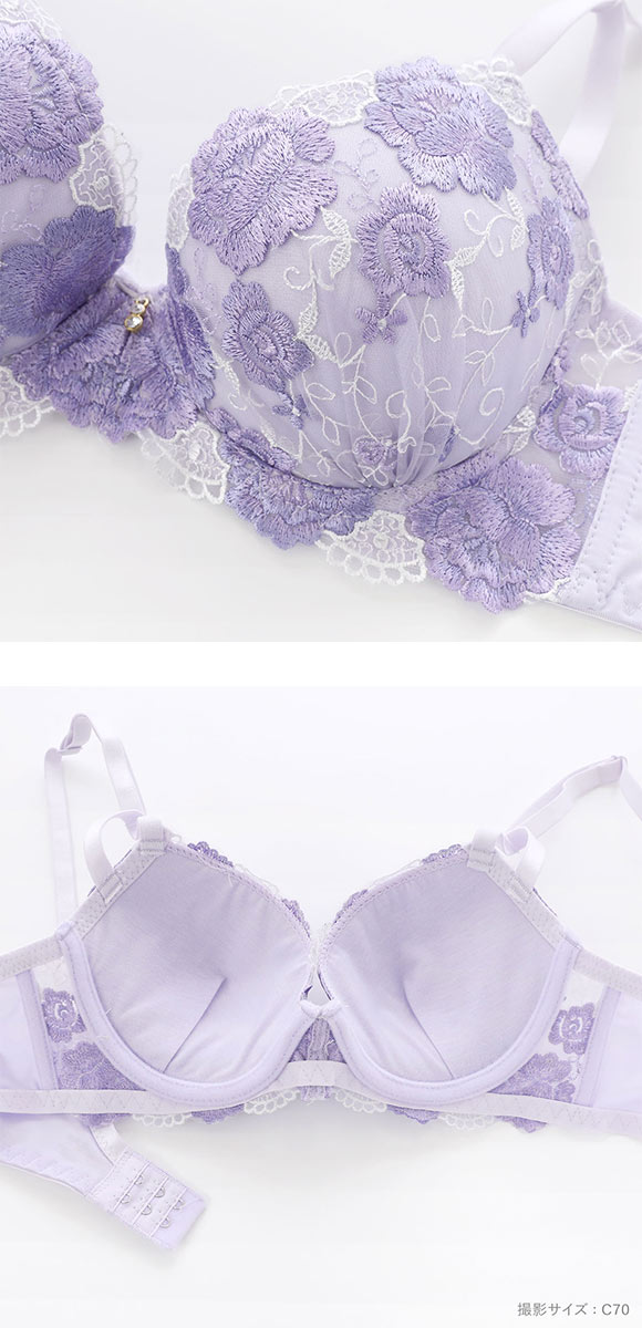 サンエイ 脇高 フェミニンローズガーデン ブラセット ABCD 脇肉 はみ肉すっきり 脇寄せ ブラジャー ショーツ セット 美胸 SANEI