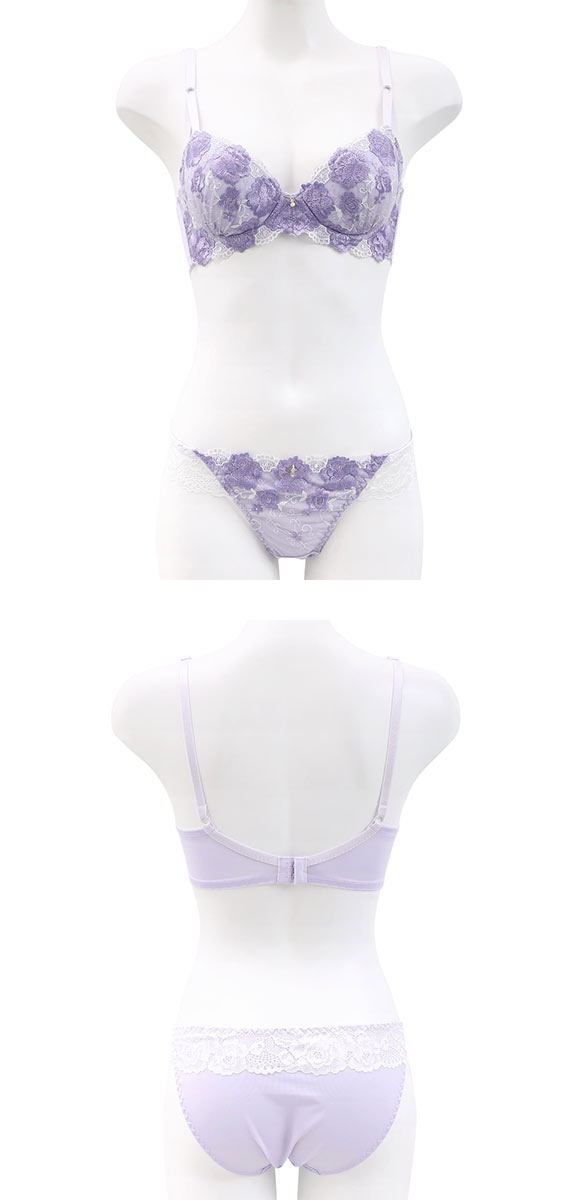 サンエイ 脇高 フェミニンローズガーデン ブラセット ABCD 脇肉 はみ肉すっきり 脇寄せ ブラジャー ショーツ セット 美胸 SANEI