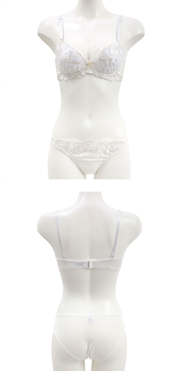 サンエイ ホワイトローズ ブラセット ABCD 脇肉 はみ肉すっきり 脇寄せ ブラジャー ショーツ セット 美胸 谷間 丸胸 SANEI