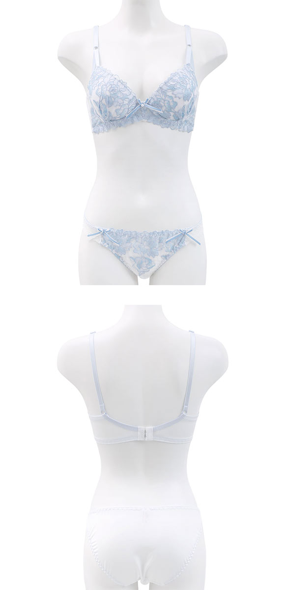 サンエイ 脇高 エレノアフラワー ブラセット ABCD 脇肉 はみ肉すっきり 脇寄せ ブラジャー ショーツ セット 美胸 谷間 丸胸 SANEI