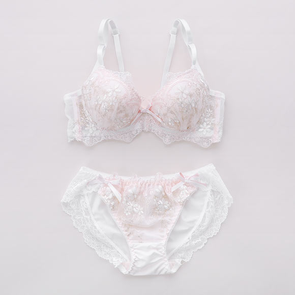 サンエイ 脇高 アンティークレーシィフラワー ブラセット ABCD 脇肉 はみ肉すっきり 脇寄せ ブラジャー ショーツ セット 美胸 谷間 丸胸 SANEI