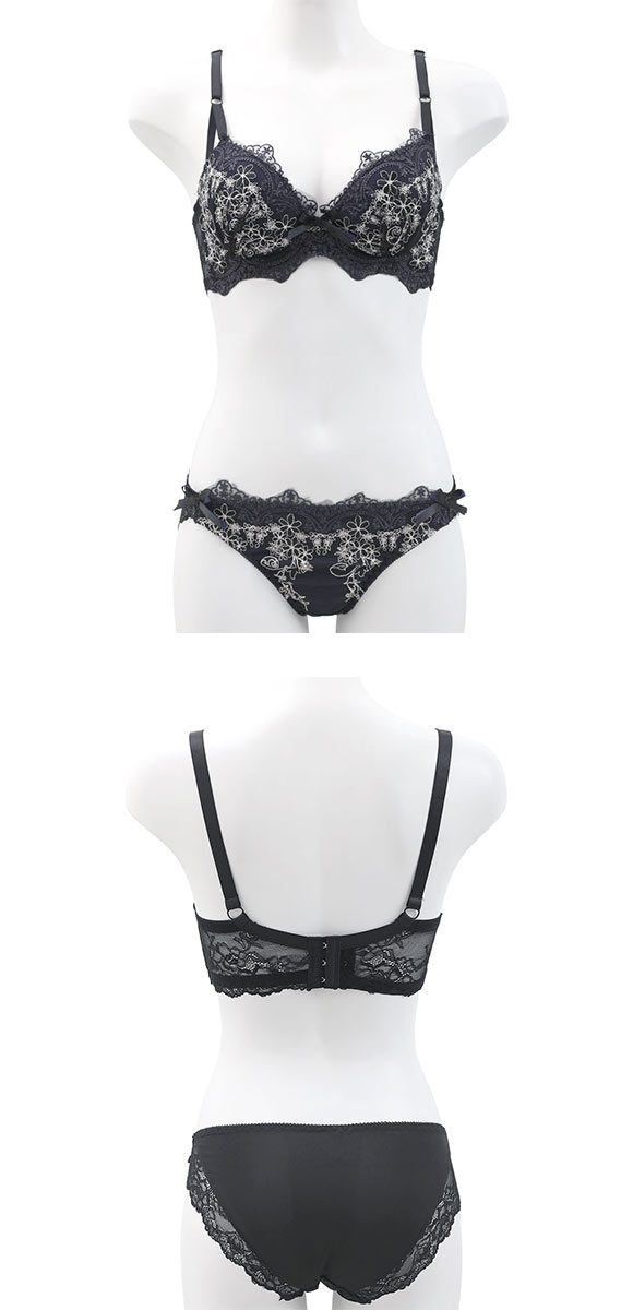 サンエイ 脇高 アンティークレーシィフラワー ブラセット EF 大きいサイズ グラマー 脇肉 はみ肉すっきり 脇寄せ ブラジャー ショーツ 美胸 谷間 丸胸 SANEI