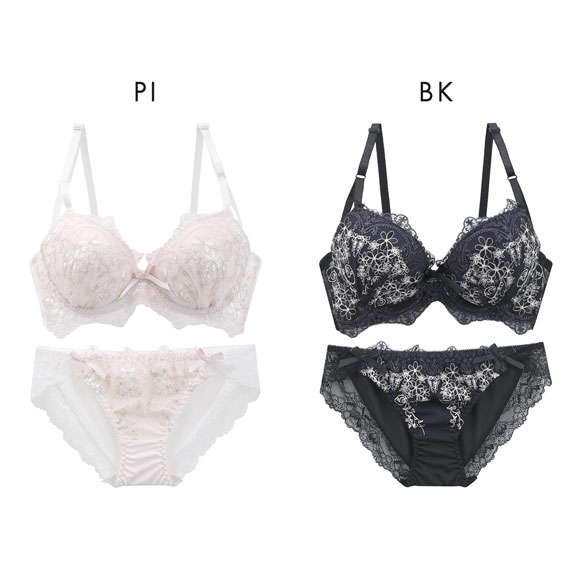 サンエイ 脇高 アンティークレーシィフラワー ブラセット EF 大きいサイズ グラマー 脇肉 はみ肉すっきり 脇寄せ ブラジャー ショーツ 美胸 谷間 丸胸 SANEI