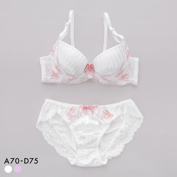 サンエイ ガーリーリボンブーケ ブラセット ABCD 脇肉 はみ肉すっきり 脇寄せ ブラジャー ショーツ セット 美胸 谷間 丸胸 魔法少女 SANEI
