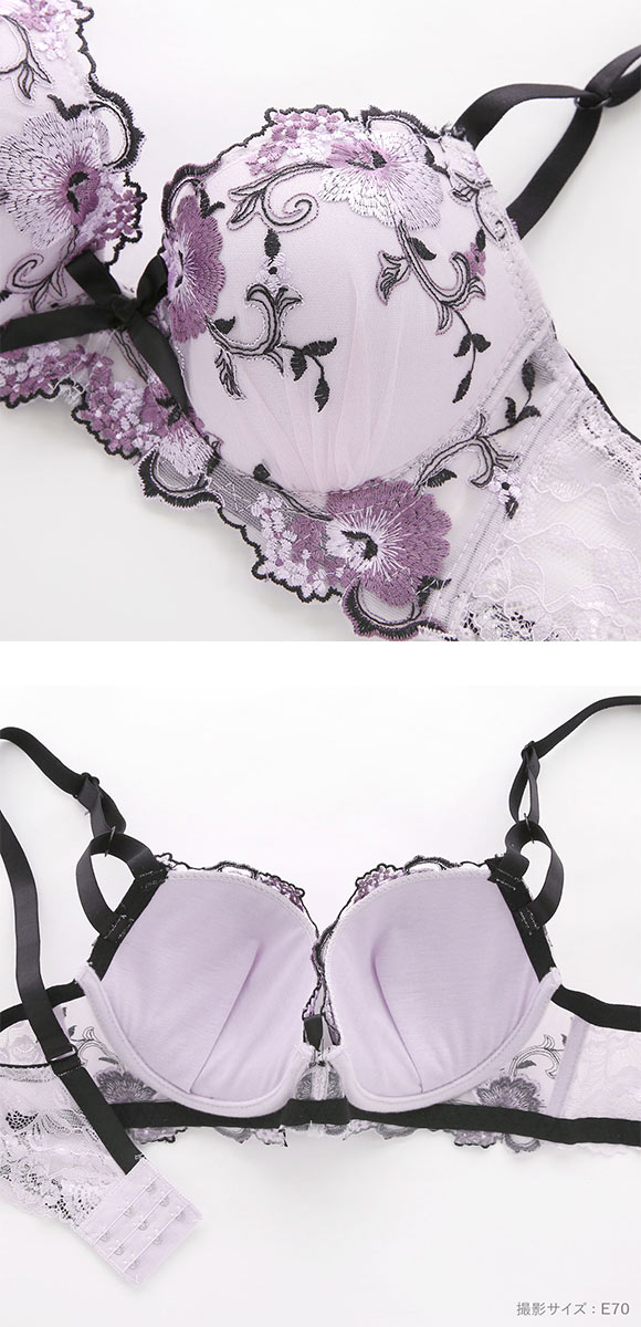 サンエイ 脇高 シックフラワー ブラセット EF 大きいサイズ グラマー 脇肉 はみ肉すっきり 脇寄せ ブラジャー ショーツ セット 美胸 谷間 丸胸 SANEI