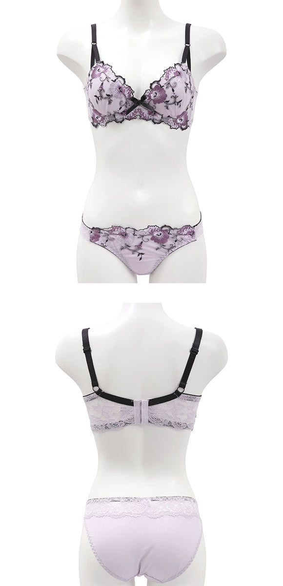 サンエイ 脇高 シックフラワー ブラセット EF 大きいサイズ グラマー 脇肉 はみ肉すっきり 脇寄せ ブラジャー ショーツ セット 美胸 谷間 丸胸 SANEI