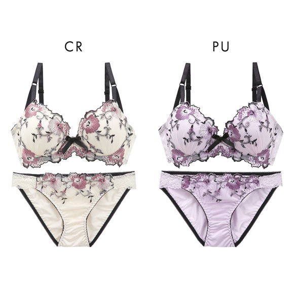 サンエイ 脇高 シックフラワー ブラセット EF 大きいサイズ グラマー 脇肉 はみ肉すっきり 脇寄せ ブラジャー ショーツ セット 美胸 谷間 丸胸 SANEI