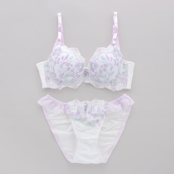 サンエイ 脇高 ガーリーフラワーブーケ ブラセット EF 大きいサイズ グラマー 脇肉 はみ肉すっきり 脇寄せ ブラジャー ショーツ セット 美胸 谷間 丸胸 SANEI