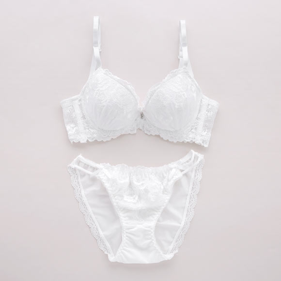 サンエイ 脇高 グロッシーローズレース ブラセット ABCD 脇肉 はみ肉すっきり 脇寄せ ブラジャー ショーツ セット 美胸 谷間 丸胸 SANEI