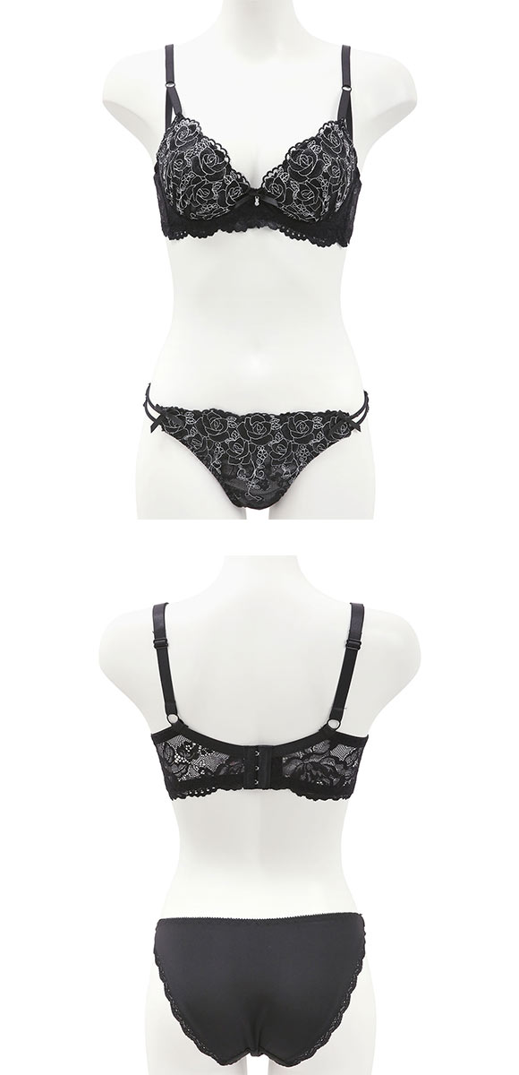 サンエイ 脇高 グロッシーローズレース ブラセット EF 大きいサイズ グラマー 脇肉 はみ肉すっきり 脇寄せ ブラジャー ショーツ セット 美胸 谷間 丸胸 SANEI