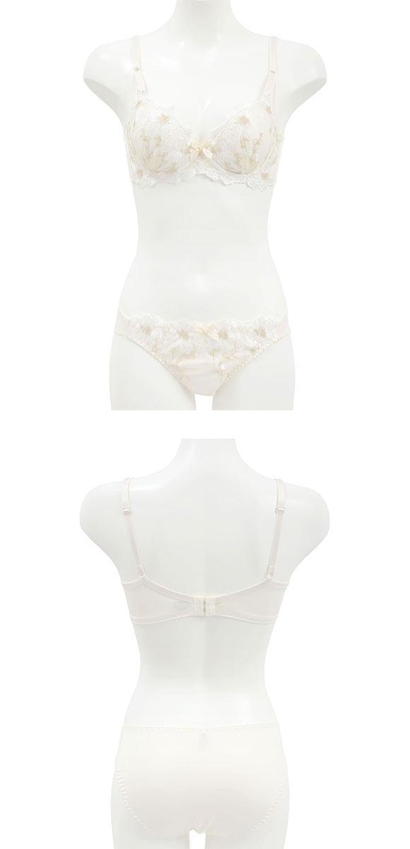 サンエイ 脇高 リュクスフラワー刺繍 ブラセット ABCD 脇肉 はみ肉すっきり 脇寄せ ブラジャー ショーツ セット 美胸 SANEI