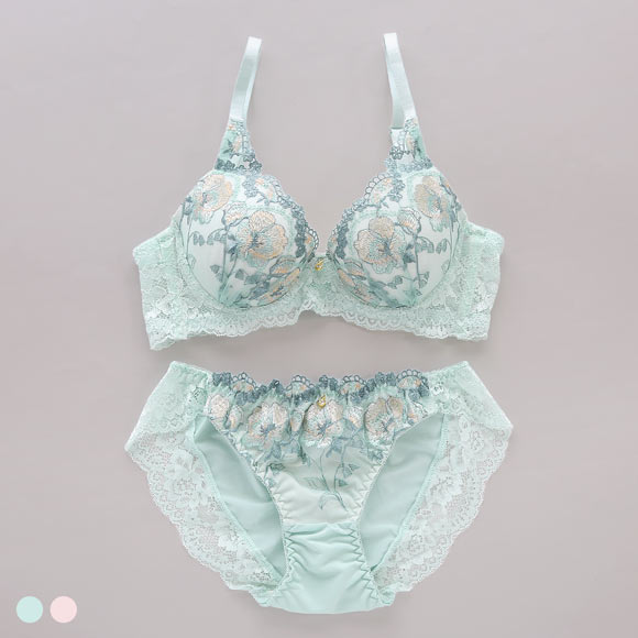 サンエイ 脇高 シアーフルール ブラセット EF 大きいサイズ グラマー 脇肉 谷間 盛り ブラジャー ショーツ セット 美胸 SANEI