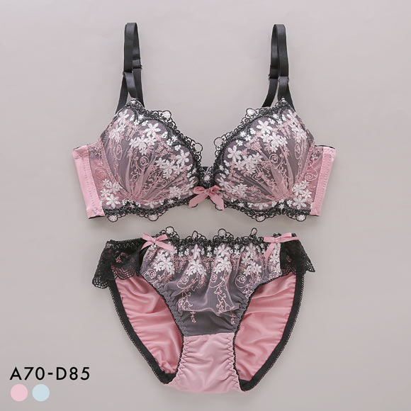 サンエイ 脇高 ブラック ブラセット ABCD 脇肉 谷間 盛り はみ肉すっきり 脇寄せ ブラジャー ショーツ セット 美胸 SANEI